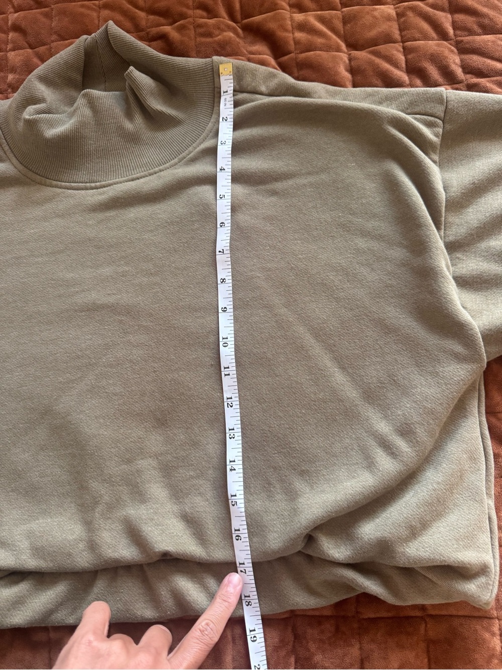 Anthropologie Pilcro Women's Cropped Mock Neck Sweatshirt - Olive Green - Picture 3 of 4